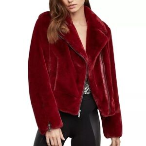 BCBGMaxAzria Burgundy Teddy Jacket